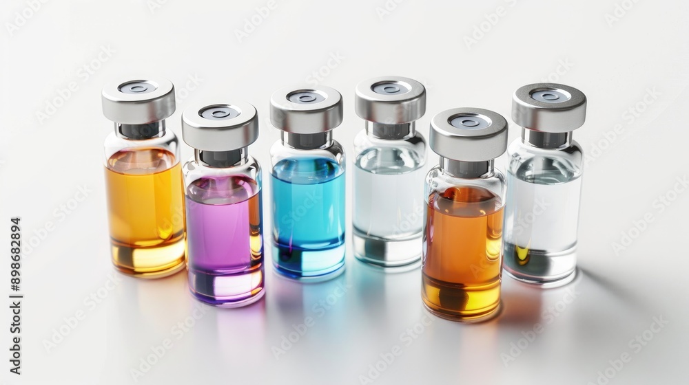 Medical vial for injection on white background Medications healing pharmacology science themes Medical vial for injection on white background Medications healing pharmacology science themes