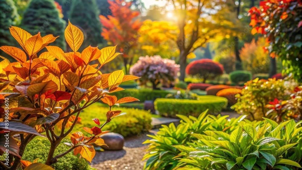 Autumn Leaves in a Sunlit Garden, Autumn leaves, sunlight, foliage, nature, garden Autumn Leaves in a Sunlit Garden, Autumn leaves, sunlight, foliage, nature, garden