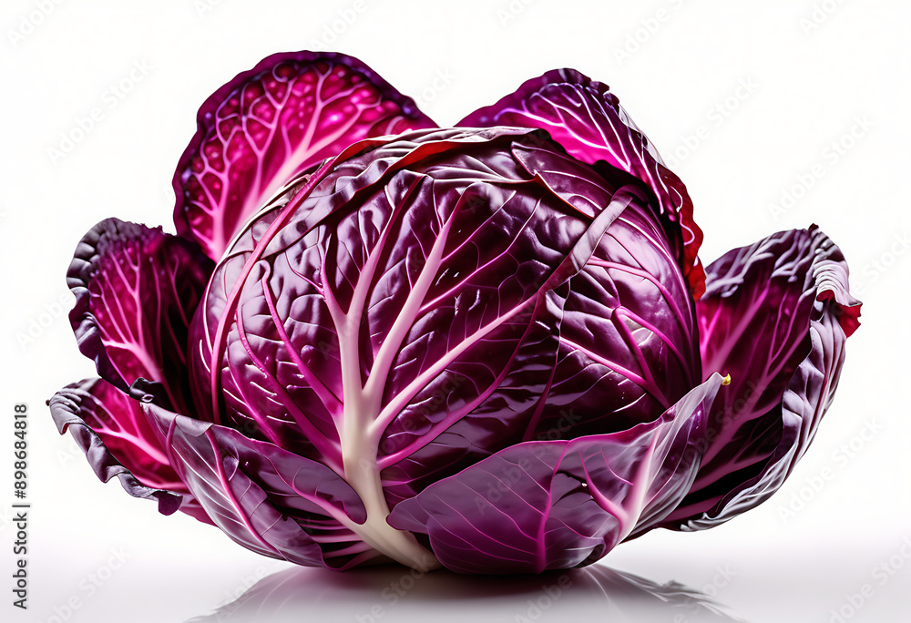 Obraz premium front view red cabbage vegetable transparent white background high resolution high details vibrant