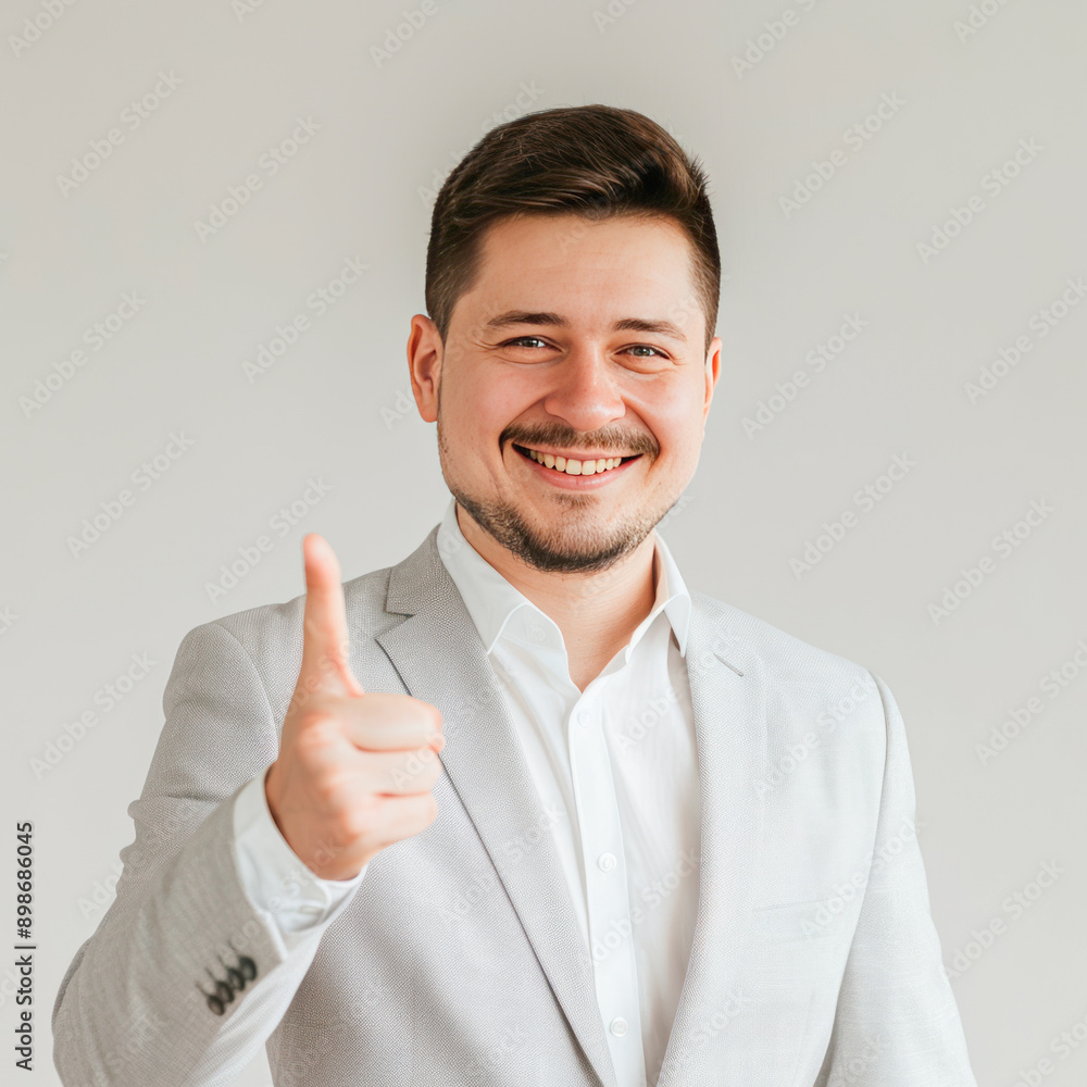 happy businessman pointing on isolated background happy businessman pointing on isolated background