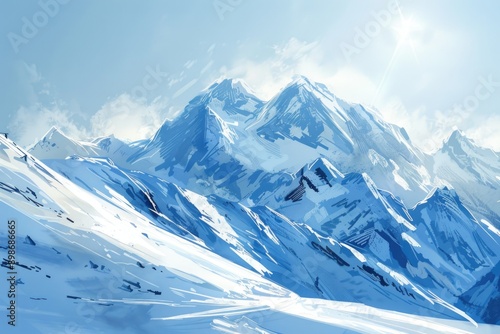 A person skiing down a snowy mountain, great for winter sports or adventure themes