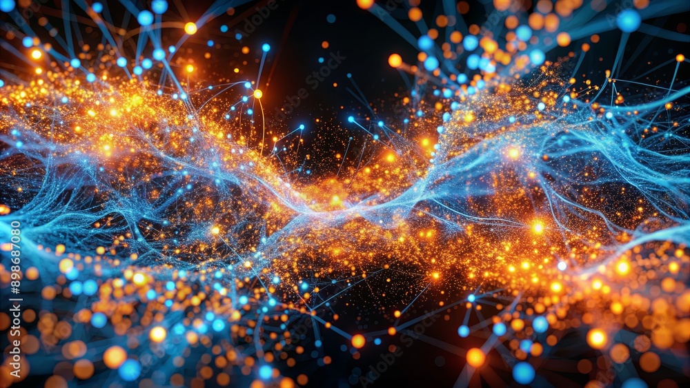 Digital Network Abstract, 3D Render, Blue and Orange, Technology, Network, Abstract, Digital Digital Network Abstract, 3D Render, Blue and Orange, Technology, Network, Abstract, Digital