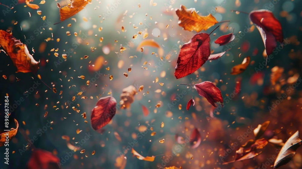 A cluster of leaves blowing in the wind A cluster of leaves blowing in the wind