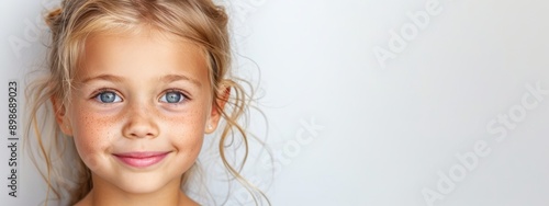 freckles dotting her face, some straying to her hair