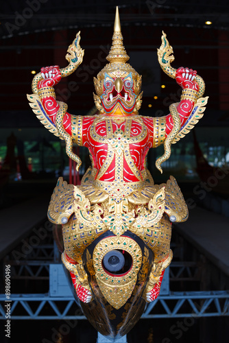 Thai Royal Barge in Bangkok, Thailand. The Thai royal barges are used in the royal family during tradition reliogius procession to royal temple