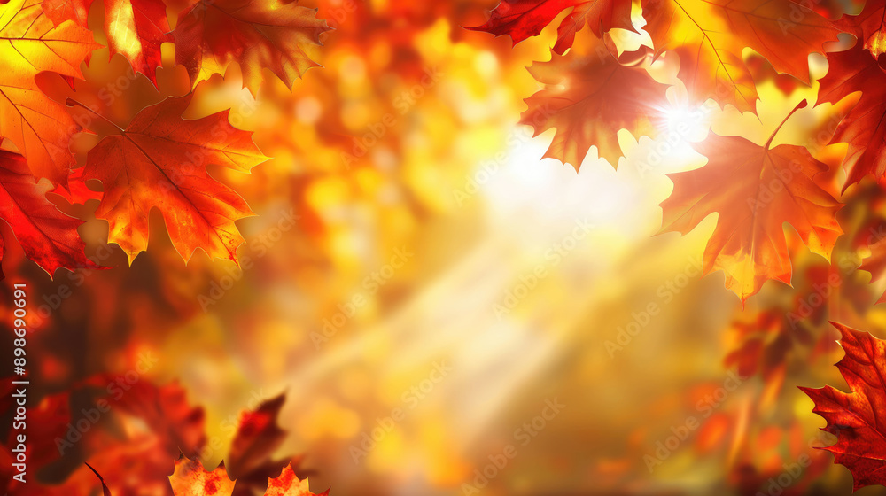 Autumn background with maple leaves and bokeh. Autumn background with maple leaves and bokeh.