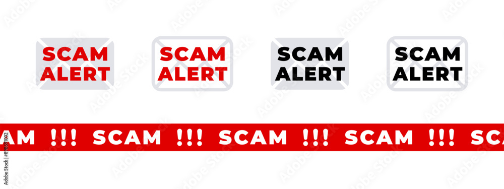 SCAM alert signs. Danger warning SCAM alert signs. Danger warning
