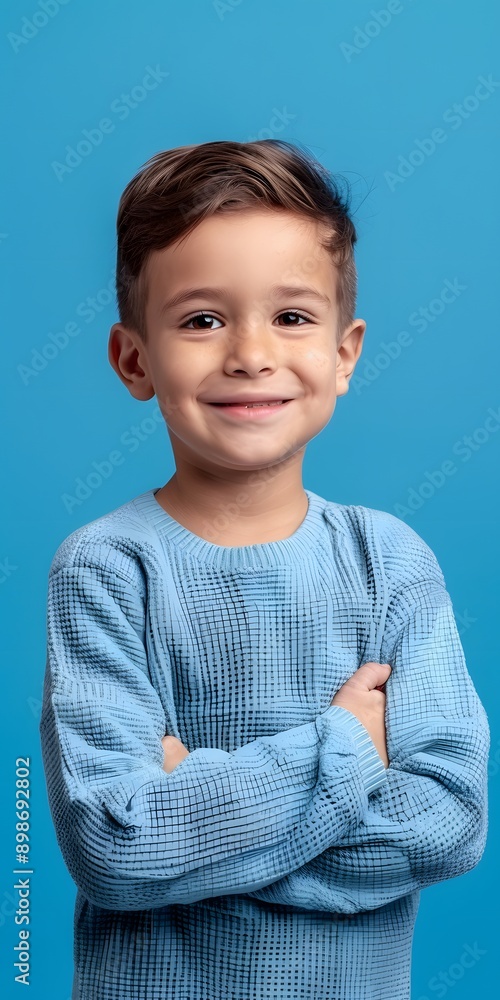 Portrait of cute small school kid smile empty space wear Portrait of cute small school kid smile empty space wear