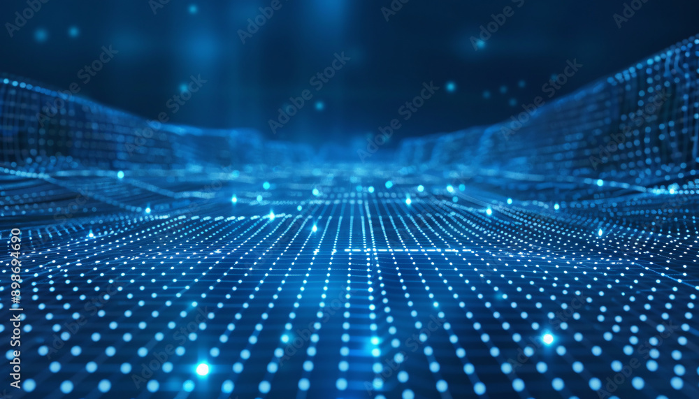Abstract blue grid perspective design background with lighting, high technology lines landscape connect of future. Abstract blue grid perspective design background with lighting, high technology lines landscape connect of future.