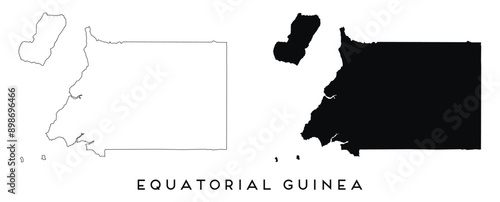 Equatorial Guinea map outline and black silhouette vector