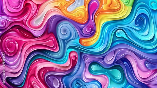Wallpaper Mural Vibrant abstract background featuring fluid wavy shapes, ideal for adding a contemporary artistic touch to any project Torontodigital.ca