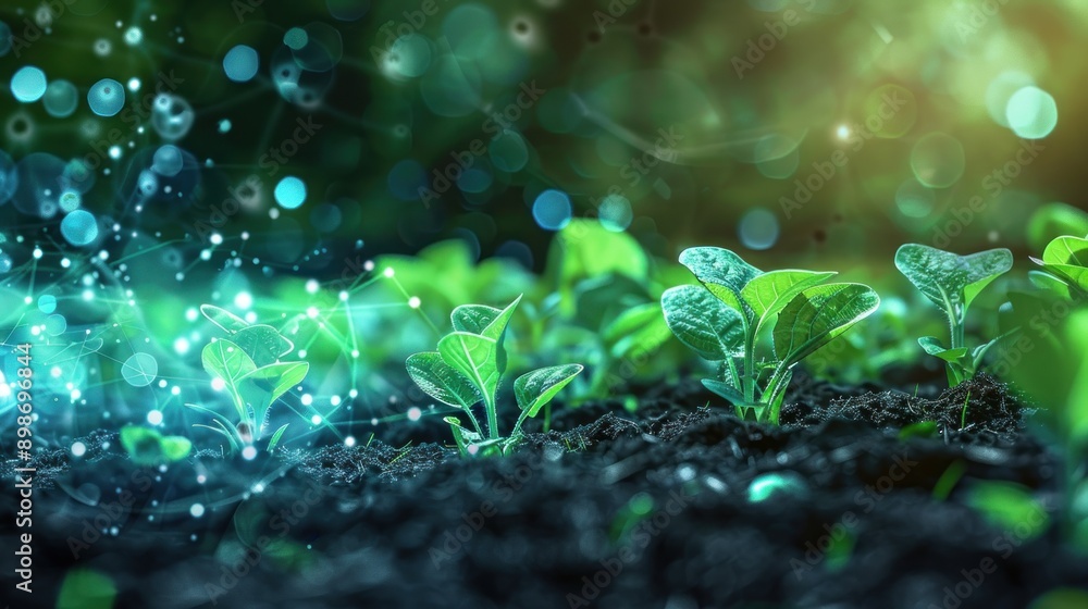 Young Plants Growing With Technology Young Plants Growing With Technology