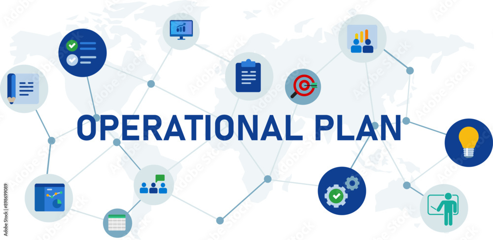 operational plan operating procedure mind map icon blue color operational plan operating procedure mind map icon blue color