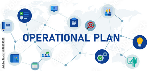 operational plan operating procedure mind map icon blue color