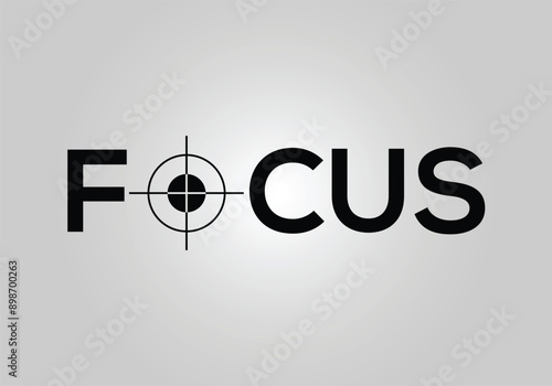 Focus wordmark logo - Focus Word replacing letter O symbol

