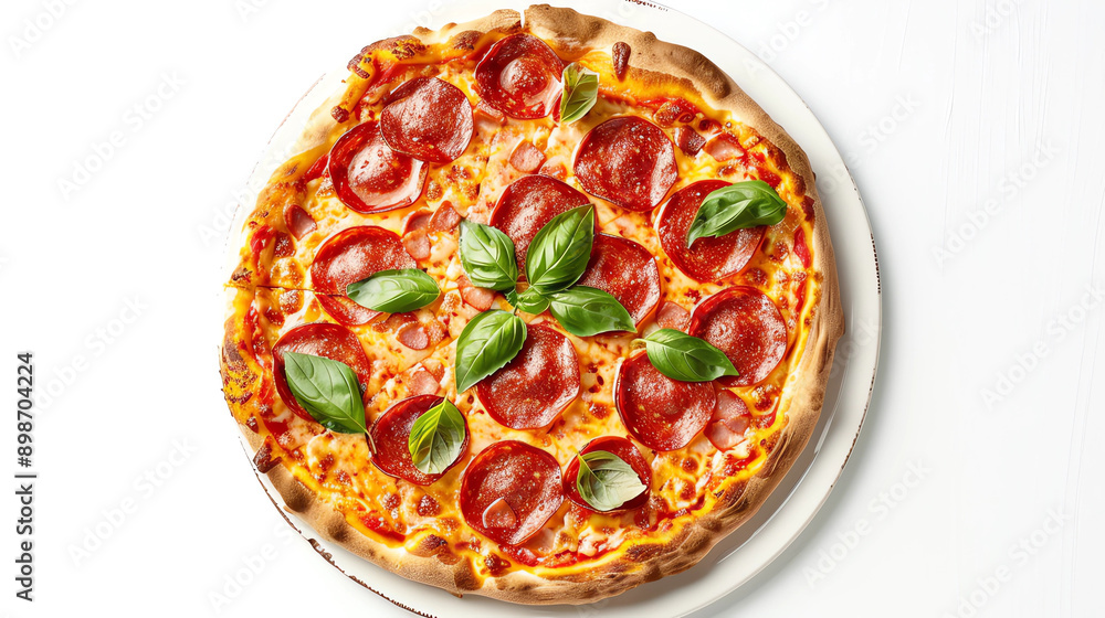 pizza with pepperoni on white background pizza with pepperoni on white background
