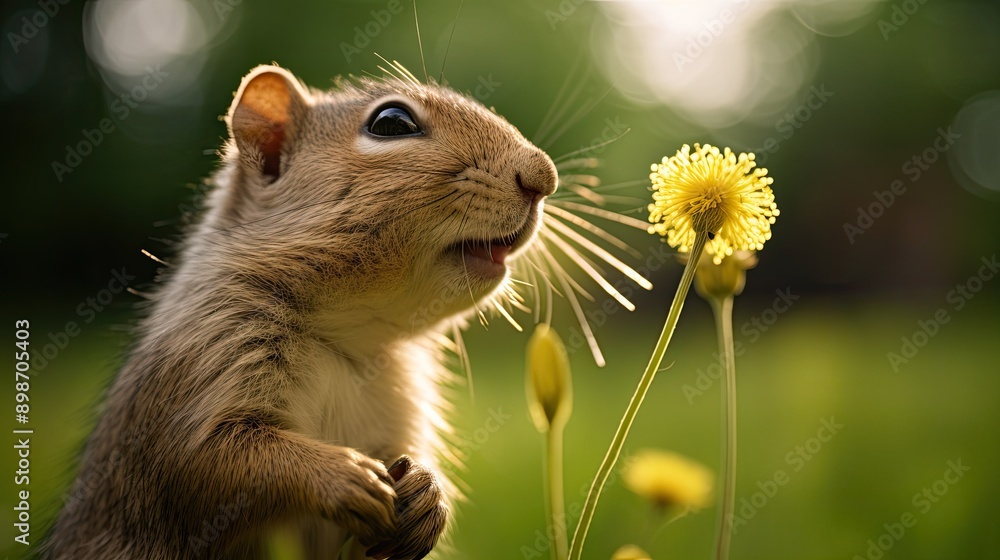 an African Squirrel holding and smelling an African Squirrel holding and smelling