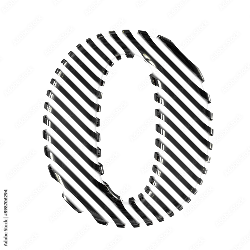 White symbol with black diagonal ultra thin straps. letter o White symbol with black diagonal ultra thin straps. letter o