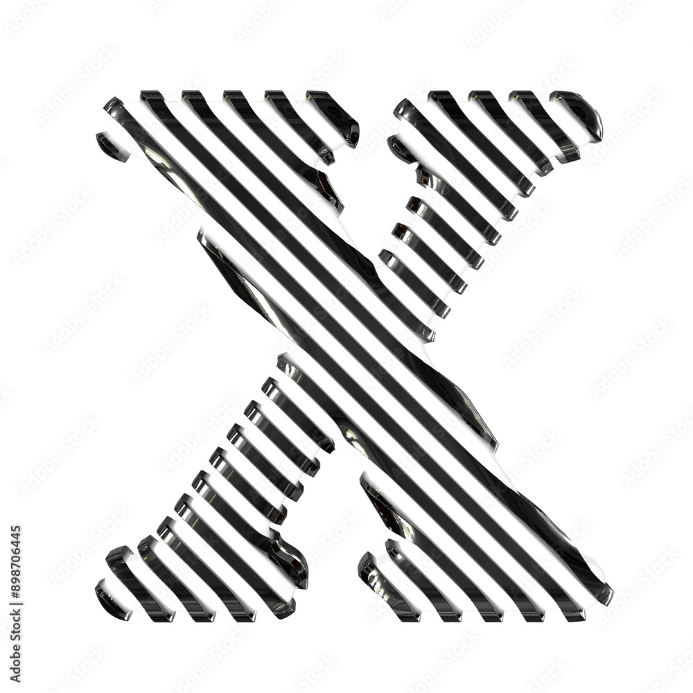 White symbol with black diagonal ultra thin straps. letter x White symbol with black diagonal ultra thin straps. letter x