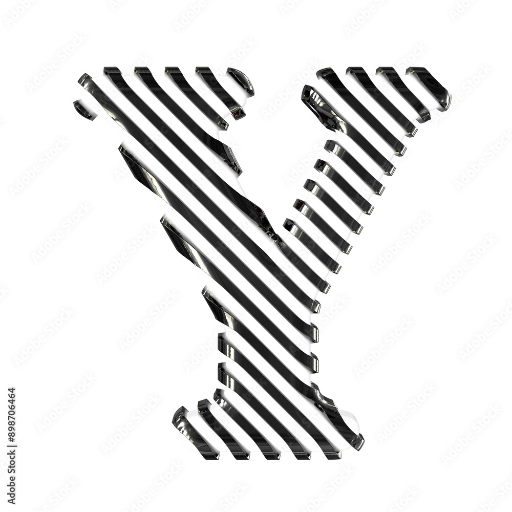 White symbol with black diagonal ultra thin straps. letter y White symbol with black diagonal ultra thin straps. letter y