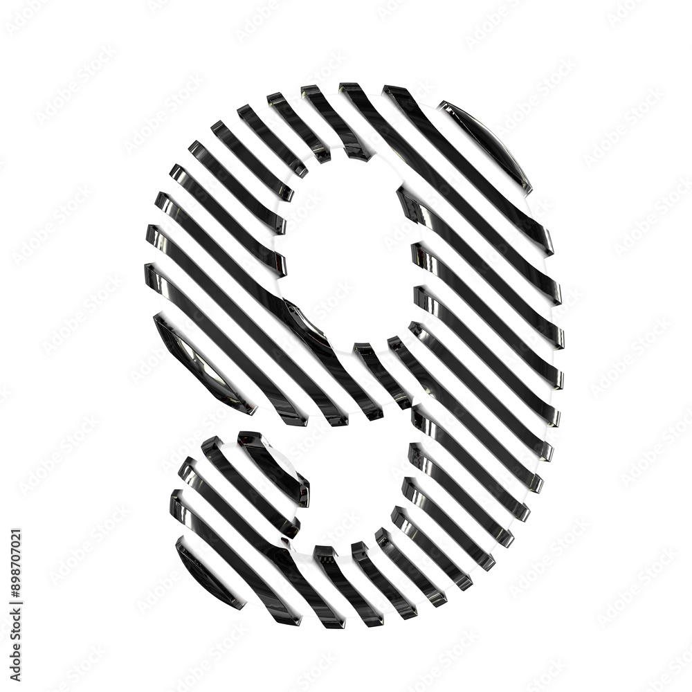 White symbol with black diagonal ultra thin straps. number 9 White symbol with black diagonal ultra thin straps. number 9