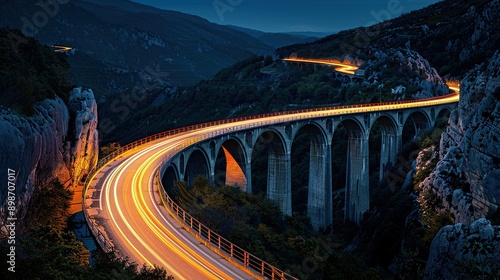 Wallpaper Mural Light trails at Crni kal viaduct, Slovenia Torontodigital.ca