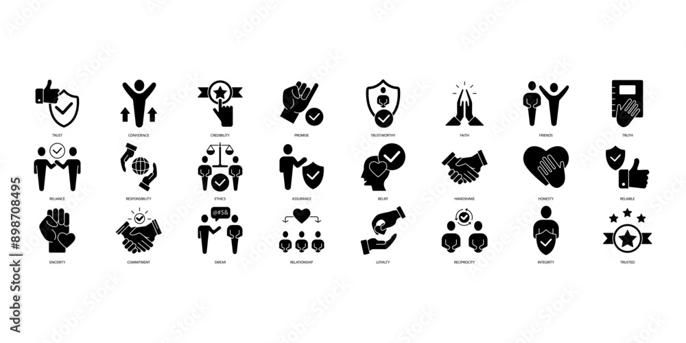 Fototapeta premium Trust icons set. Set of editable stroke icons.Set of Trust