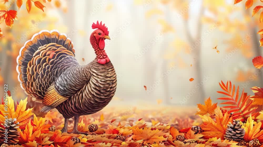 Happy Thanksgiving Day banner with Thanksgiving turkey cute cartoon ...