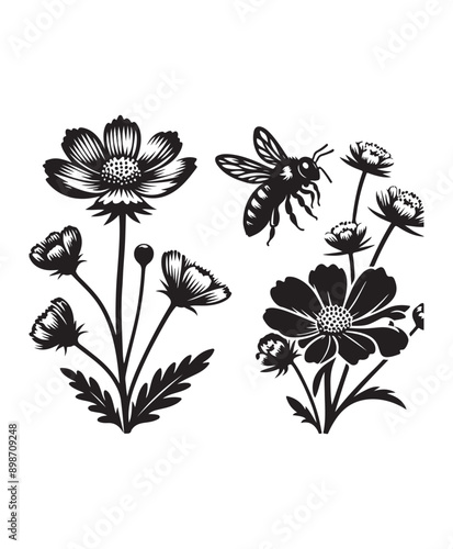 vector Bee vector art,graphics Bees icons set,vintage illustration Bee clipart,vector Bees flat style artwork design