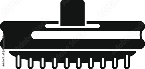 Black silhouette icon of a hair brush with plastic bristles for hairdressing isolated on a white background