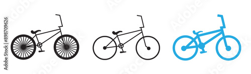 A bicycle icon for an urban environment. A modern bike, a set of icons. Bicycle parking on a special territory. EPS 10