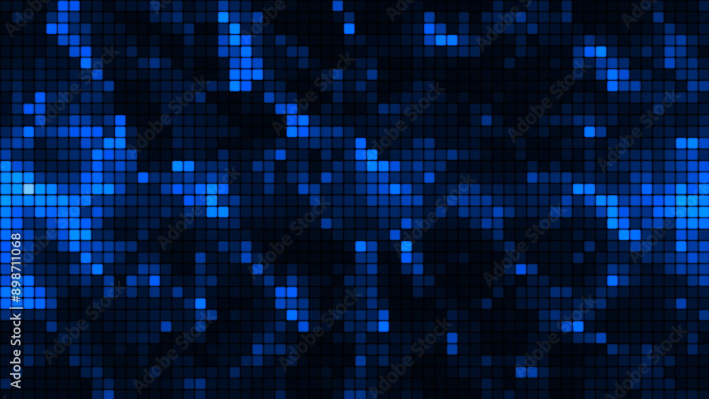 Blue mosaic background in technology concept. Abstract blue LED squares. Technology digital square blue color background. Bright pixel grid background. 3D rendering Blue mosaic background in technology concept. Abstract blue LED squares. Technology digital square blue color background. Bright pixel grid background. 3D rendering