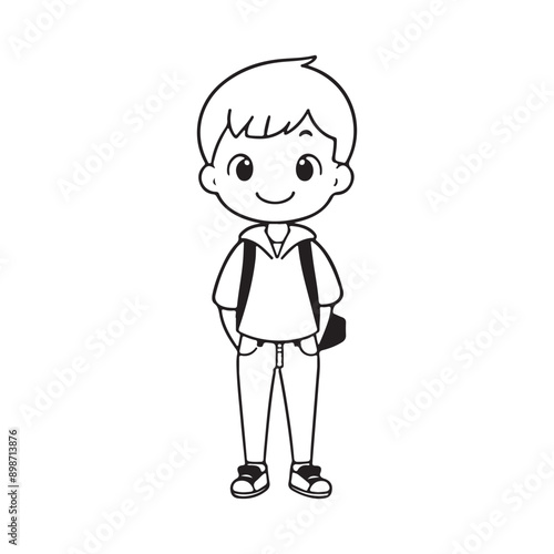 Boy line art vector illustration