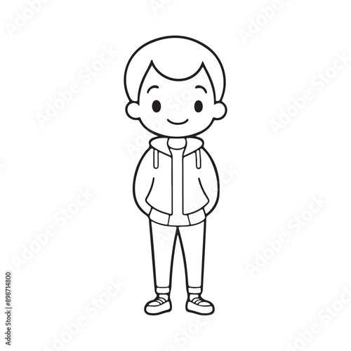 Boy line art vector illustration