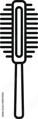 Simple line icon of a hairbrush with plastic bristles, ideal for projects related to hairdressing, styling, and beauty