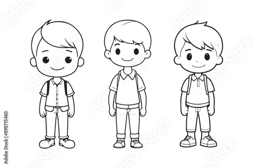 Boy line art vector illustration