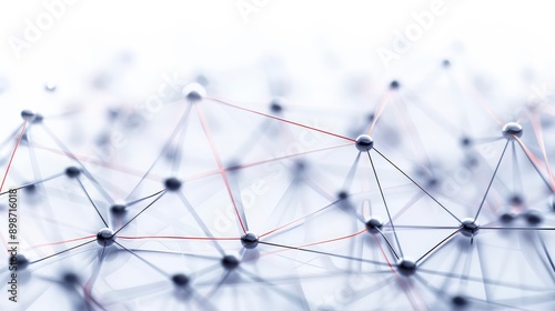 abstract interconnected network of nodes on a blurred white background