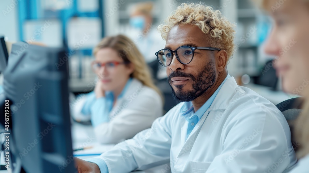 A group of scientists deeply engaged in their research work in a busy laboratory setting, highlighting the dedication and focus necessary in scientific study and experimentation. A group of scientists deeply engaged in their research work in a busy laboratory setting, highlighting the dedication and focus necessary in scientific study and experimentation.