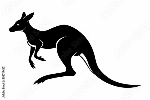 kangaroo silhouette icon. Collection of kangaroo silhouettes. Kangaroo silhouette. Black color. Vector illustration. Kangaroo Silhouette vector. Kangaroo Icon Vector Illustration isolated on white b

