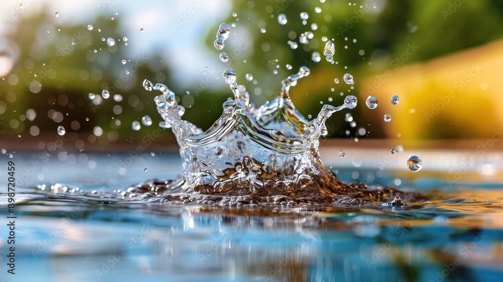A detailed photograph capturing the moment a single drop of water hits the surface of a pool, causing pristine ripples, representing serenity, focus, and natural beauty. A detailed photograph capturing the moment a single drop of water hits the surface of a pool, causing pristine ripples, representing serenity, focus, and natural beauty.