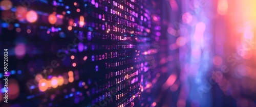 abstract purple blurred computer matrix code