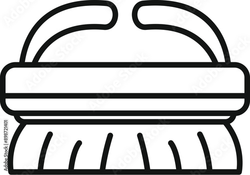 Cleaning brush icon outlining a tool with double handle and stiff bristles for scrubbing