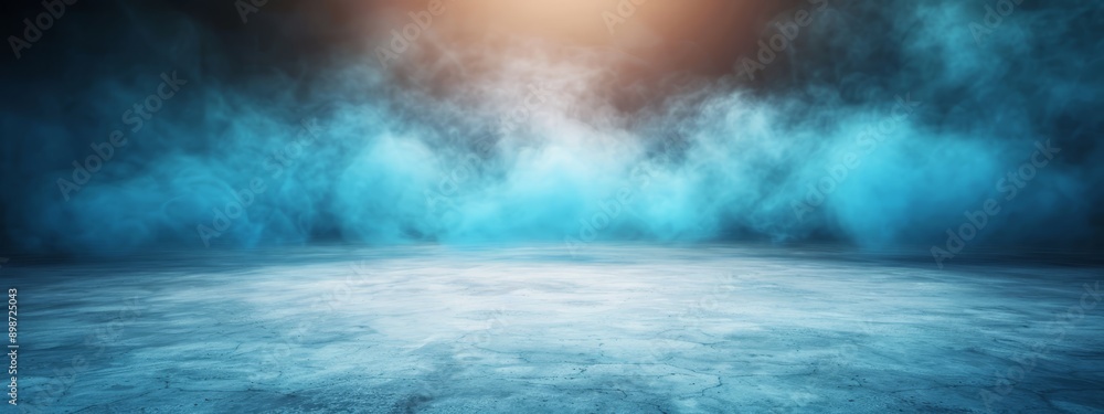 A room devoid of furniture, smoke billowing from the ceiling, a solitary light gleaming at its terminus A room devoid of furniture, smoke billowing from the ceiling, a solitary light gleaming at its terminus