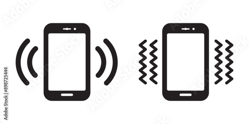 Smart phone Phone vibrate flat icon, Vibration mode phone icon on black circle. Cellphone vibrating concept