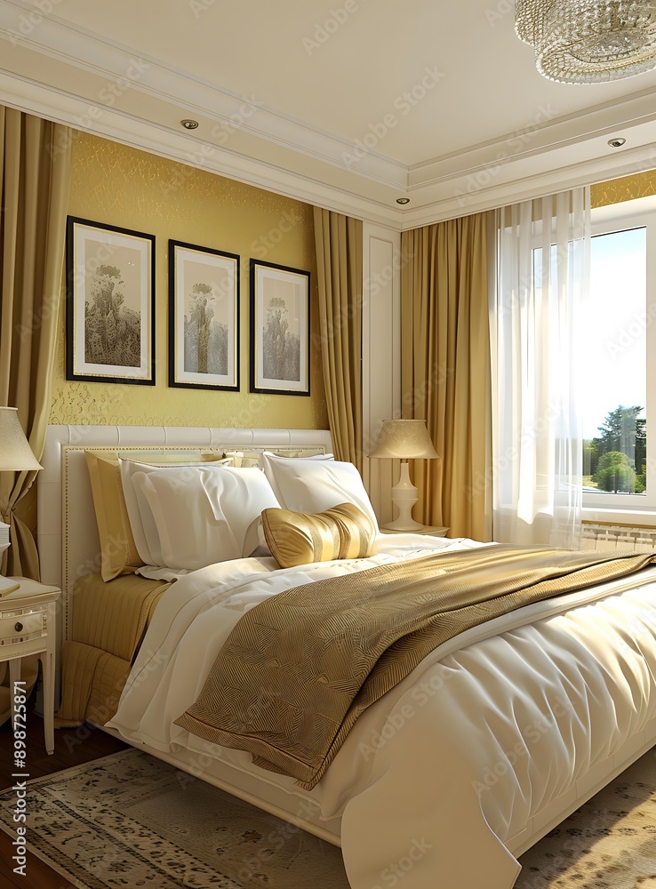 Modern Golden Bedroom Interior Design Modern Golden Bedroom Interior Design