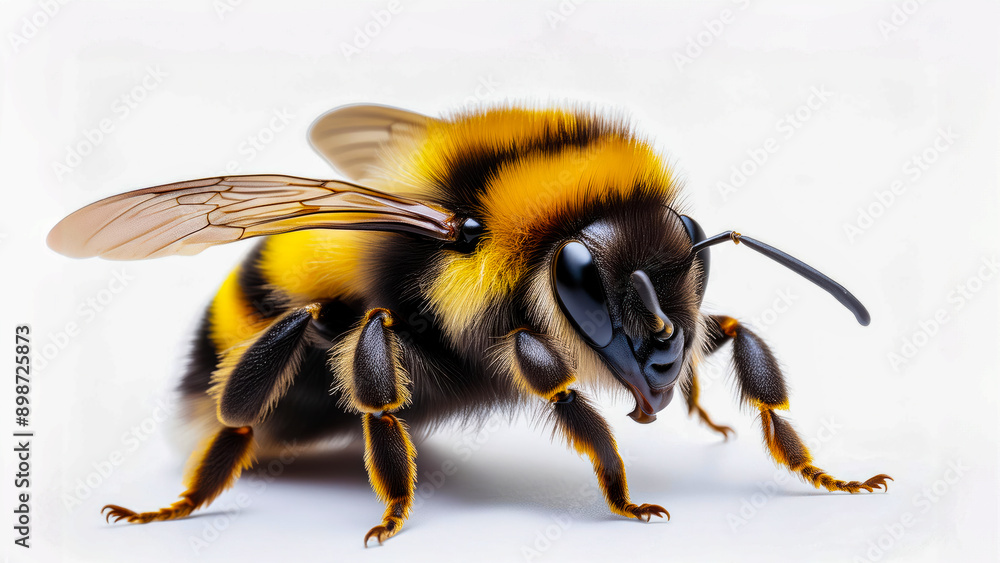 A close up of a Bumble-bee white background. A close up of a Bumble-bee white background.