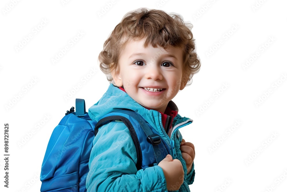 Smiling Child with Backpack Ready for School Smiling Child with Backpack Ready for School