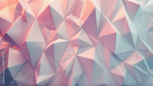 Pastel pink and blue triangles create a chaotic pattern in an abstract background