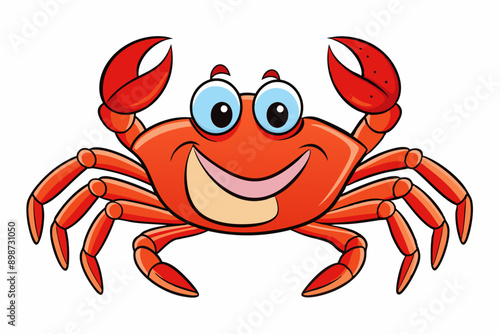 Funny Crab Vector Illustration with White Background Cartoons, Clipart, Line Art Design, Funny crab vector illustration, perfect for cartoons, clipart, and line art designs with a white background.