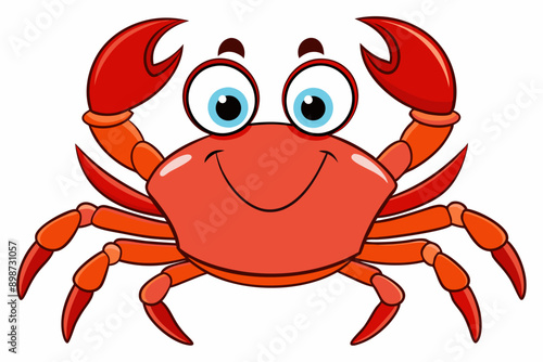 Funny Crab Vector Illustration with White Background Cartoons, Clipart, Line Art Design, Funny crab vector illustration, perfect for cartoons, clipart, and line art designs with a white background.
